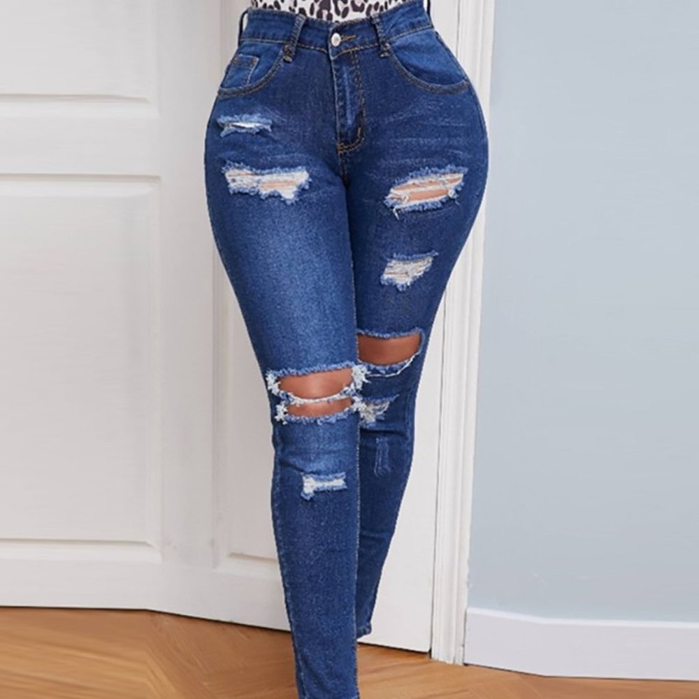 Ripped Cutout Casual Denim